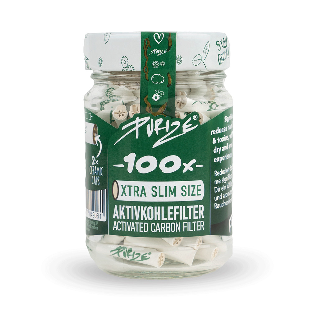 Xtra Slim Aktivkohlefilter White Glas (100 Stk.)